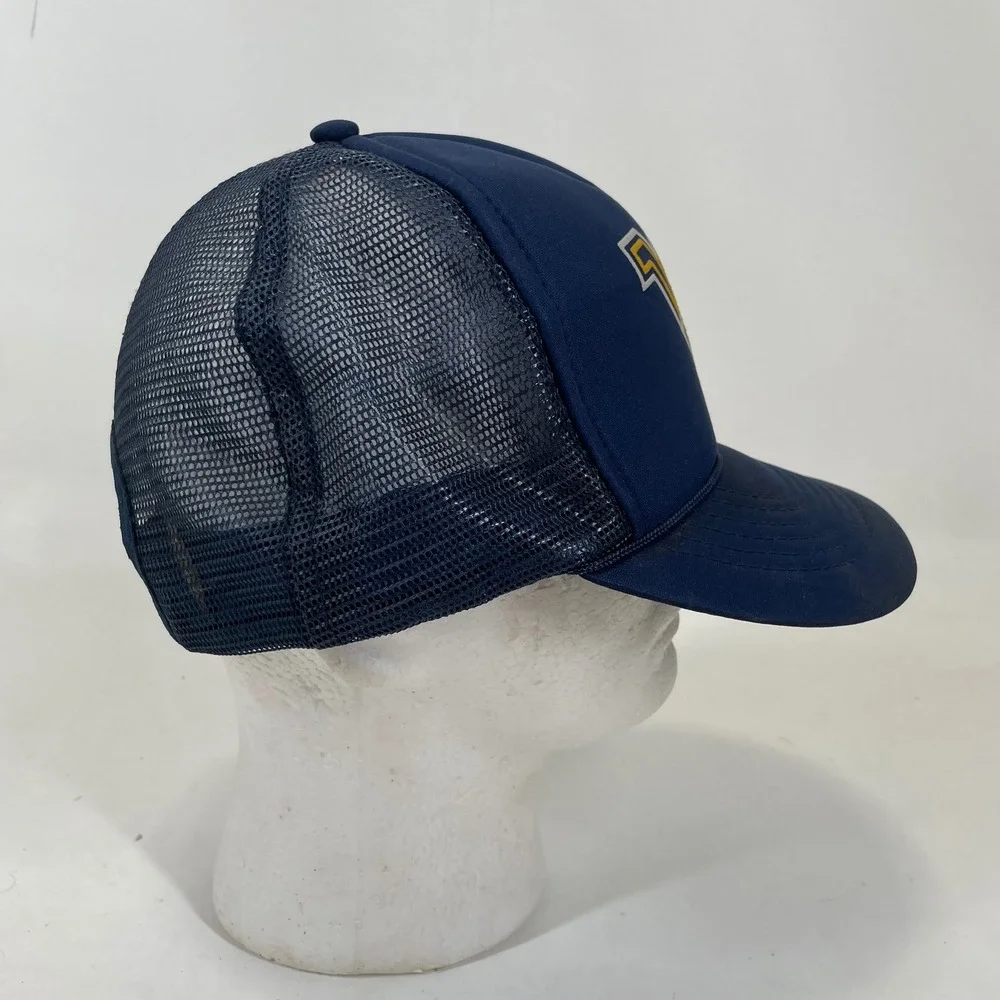 Vintage West Virginia‎ Mountaineers Capital Trucker Hat Navy Blue Snapback Cap